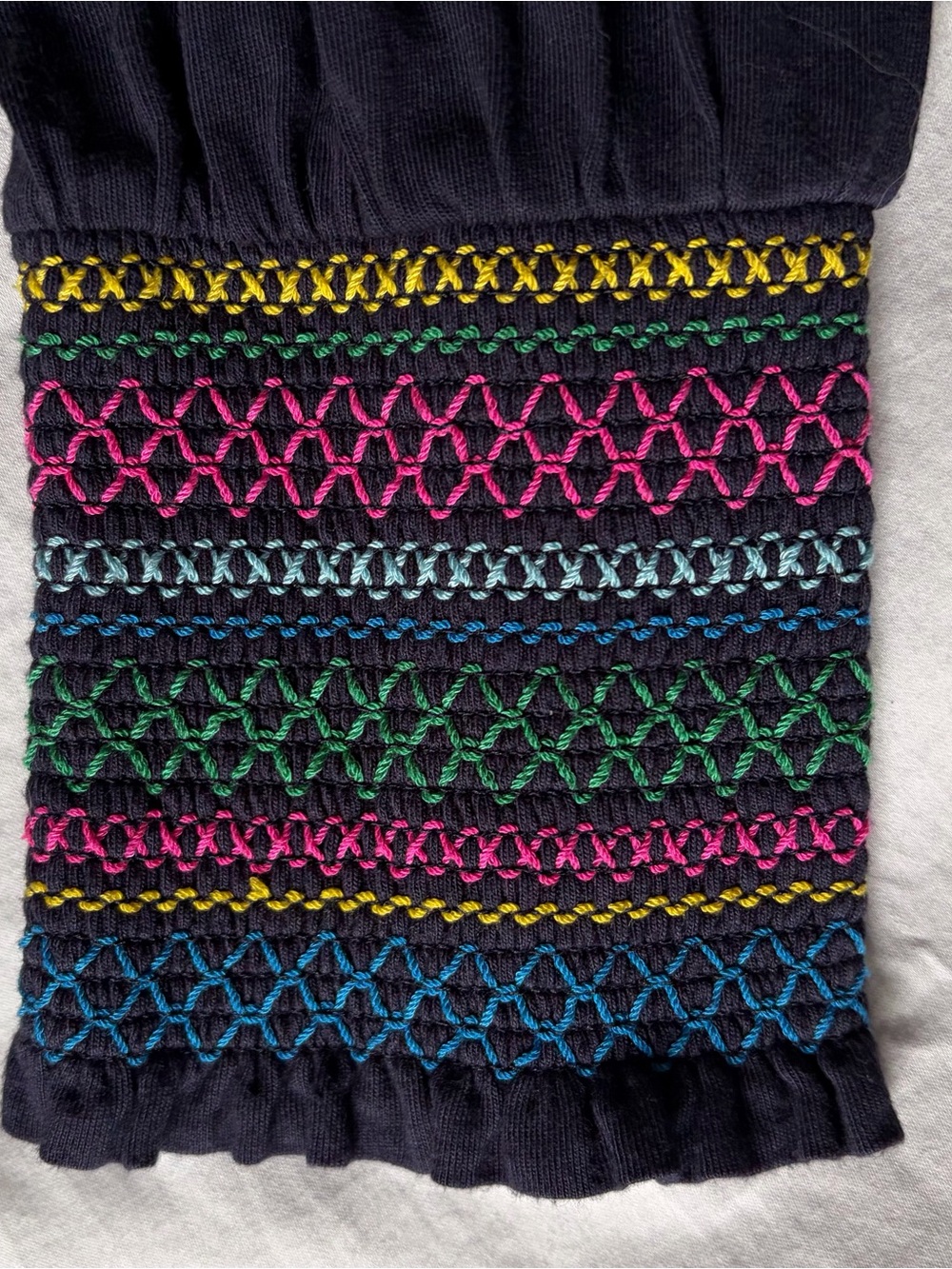 Boden Blue V-Neck Top with Colorful Embroidered Accents NWOT - Picture 4 of 4